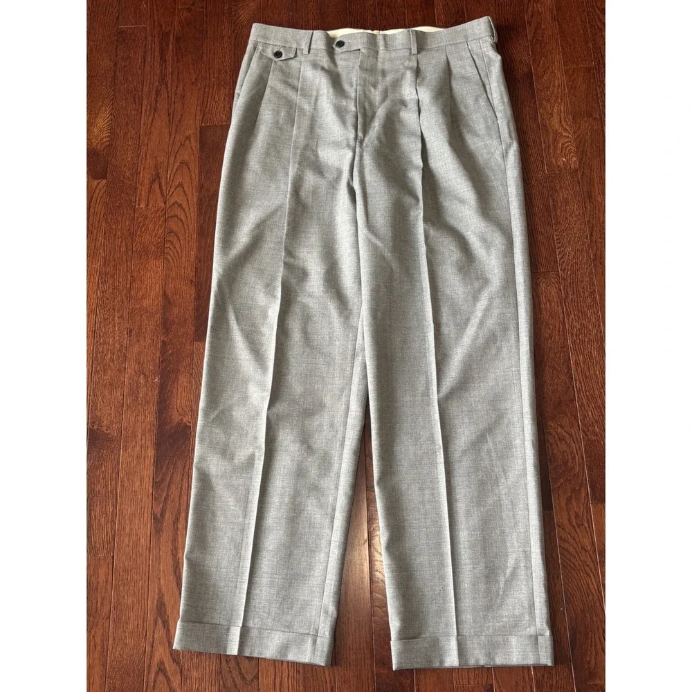 NWT J.Crew Relaxed Double Pleated Trousers 36x32 VBC Italian Wool Gray